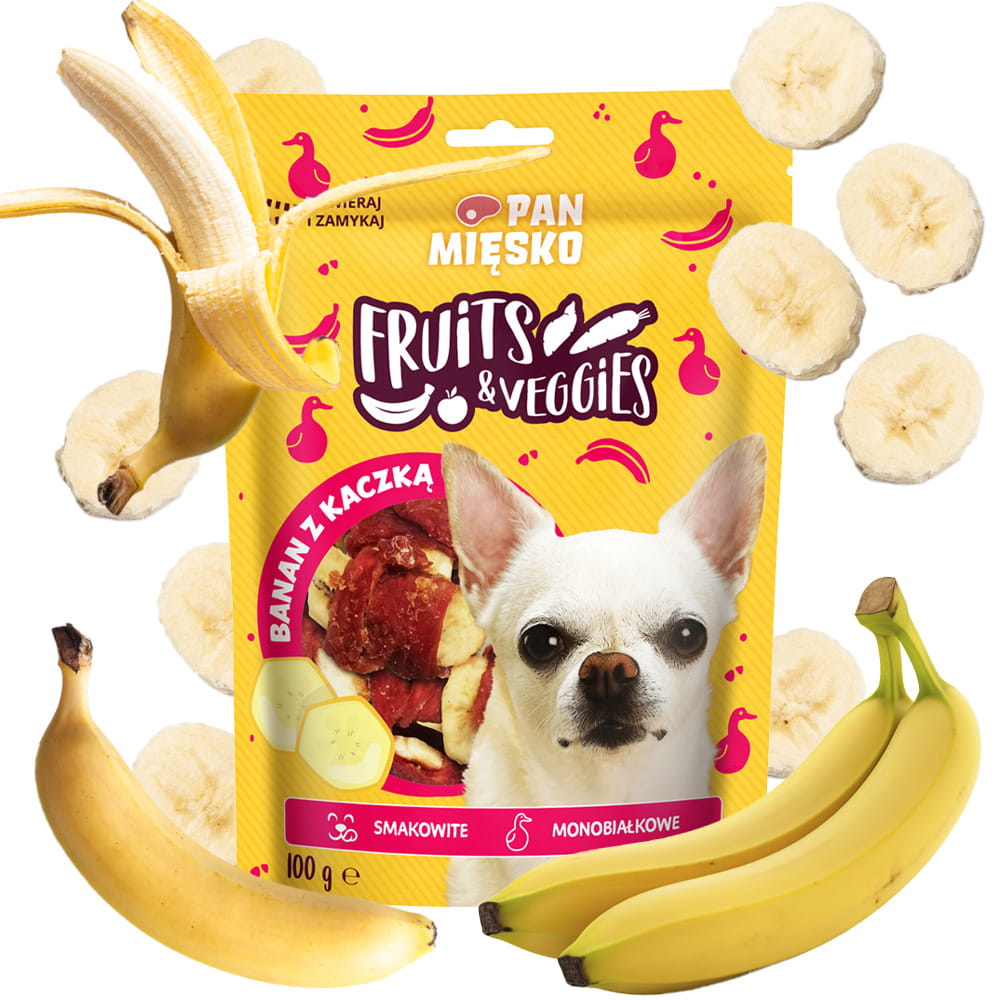 Pan Mięsko Przysmak dla psa Fruits & Veggies Banan z kaczką 4x 100g